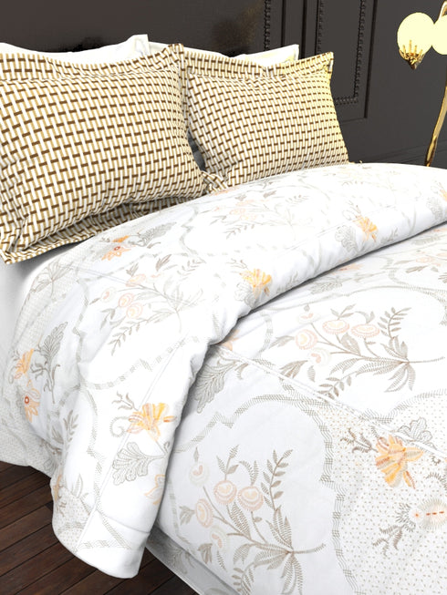 The White Moss DC London Double Bed 100% Cotton bedsheet with 2 pillow covers